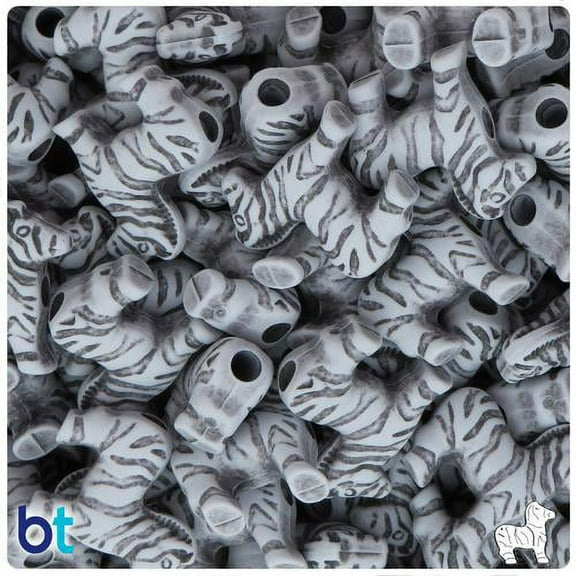 BeadTin Grey Antique 22mm Zebra Pony Beads (24pcs)