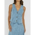 thumbnail image 3 of vera natura Women's Summer Casual Tank Tops Sleeveless Deep V Neck Button Up Denim Vest Blue L, 3 of 8