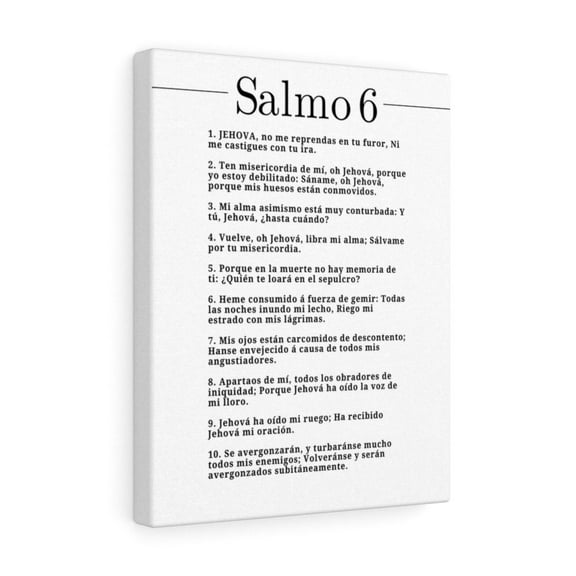 Salmo 6 Impresion De Arte Crist en Blanco Psalm 6 Spanish Ready to Hang Bible Canvas Unframed