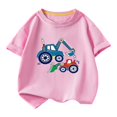 thumbnail image 1 of T-shirt pour Enfants, T-shirt Graphique Décontracté à Manches Courtes et Col Rond avec Mélange Doux de Polyester-Spandex, Tissu Respirant, pour Garçons et Filles de 2 à 10 Ans, 1 of 5