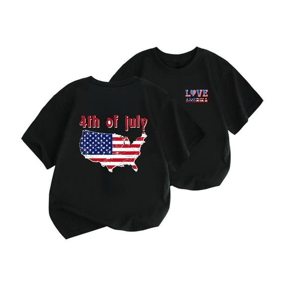 Taqqpue Baby Boys Girls 4th of July Shirt American Flag T-Shirts for Kids Toddler Cotton Summer Short Sleeve Crewneck Tops Patriotic Tee Tops Independence Day Outfit 1-12 Years