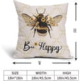 thumbnail image 5 of Summer Bee Pillow Covers 18x18 Inch Bee Happy Throw Pillow Covers Farmhouse Bee Kind Decorative Pillowcase Linen Cushion Cover for Home Couch Sofa Patio Bedroom Livingroom Set of 2, 5 of 6