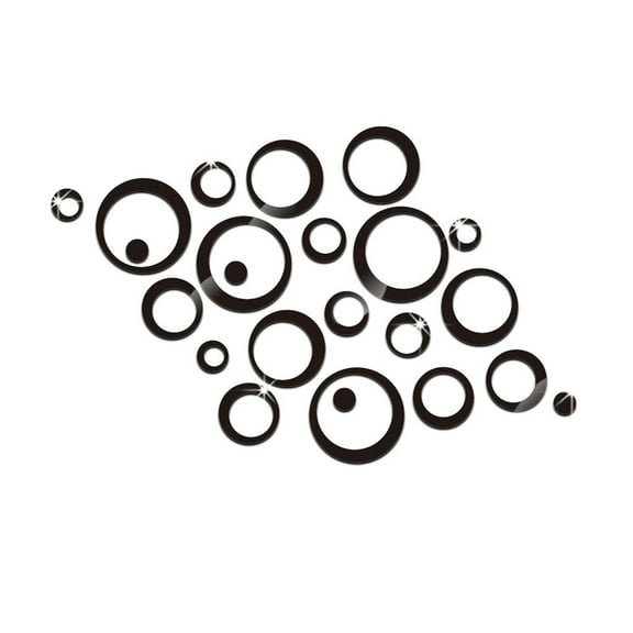 Stickers - Household Stickers - 24Pcs 3D Circles Mirror Wall Sticker Diy Decal Vinyl Mural Home Decor Removable - 1X Wall Mirror Decal