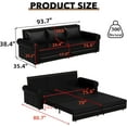 thumbnail image 3 of 93.7" King Size Sleeper Sofa Bed, Pull Out Sofa Bed, Faux Leather Upholstery, 3 in 1 Convertible Sleeper Couch, Chaise Lounge, Retro Recliner for Living Room, Office, Apartment, Black, 3 of 9