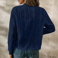 thumbnail image 4 of Womens Shirts Collared Long Sleeve V Neck Button Down Oversized Blouses Tops with Pockets Navy,2XL, 4 of 8