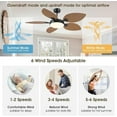 thumbnail image 4 of Kviflon 52" Tropical Ceiling Fan with LED Lights & Remote, Outdoor Palm Leaf Fan for Patios, Porch, Bedroom, Dimmable 6 Speeds, Reversible DC Motor, Smart App Control - Light Brown, 4 of 15