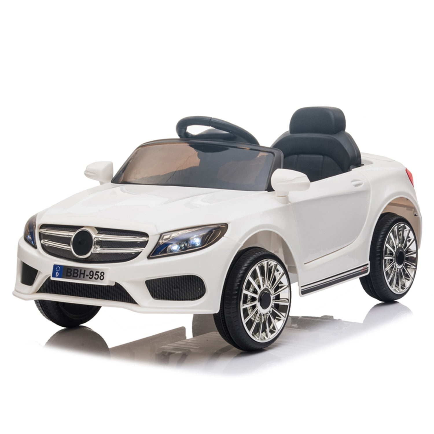 CIPACHO 12V Powered Ride On Car for Kids with 2.4GHZ Remote Control, LED Lights, White