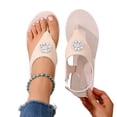 thumbnail image 6 of Xucatan Women's Rhinestone Thong Sandals, Crystal Flower Toe Post Footwear, Adjustable Slingback Flat Heels, Plus Size Casual Beach Shoes Gift, 6 of 9