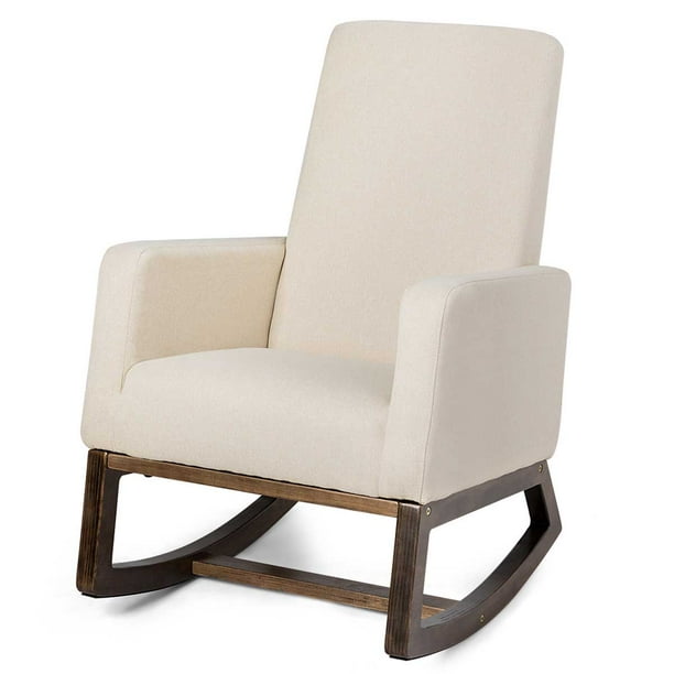 Topbuy Mid Century Rocking Chair Comfortable Rocker Modern High Back