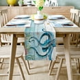 thumbnail image 2 of Table Runner Dresser Scarves 120 Inch Long, Marine Ocean Octopus Huge Monster Linen Dining Table Runners Seaweed on Wooden Grain Tabletop Scarf for Wedding Holiday Party Kitchen, 2 of 7