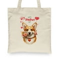 thumbnail image 2 of Happy Valentine's Day Corgi holding flowers Canvas Tote Bag Welsh Corgi Dog Lover Gifts Idea Reusable Shopping Grocery Bag - 03005, 2 of 5