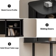 thumbnail image 5 of FURNIWAY 55" Modern Writing Desk with Storage, Wood Home Office Desk with Sliding Doors, Computer Desk for Home Office, Dorm, Living Room, Home Study Table, Black, 5 of 7