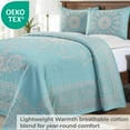 thumbnail image 5 of Superior 3-Pieces High-Durability Reversible Cotton Blend Bedspread Set, Queen, Aqua, 5 of 8