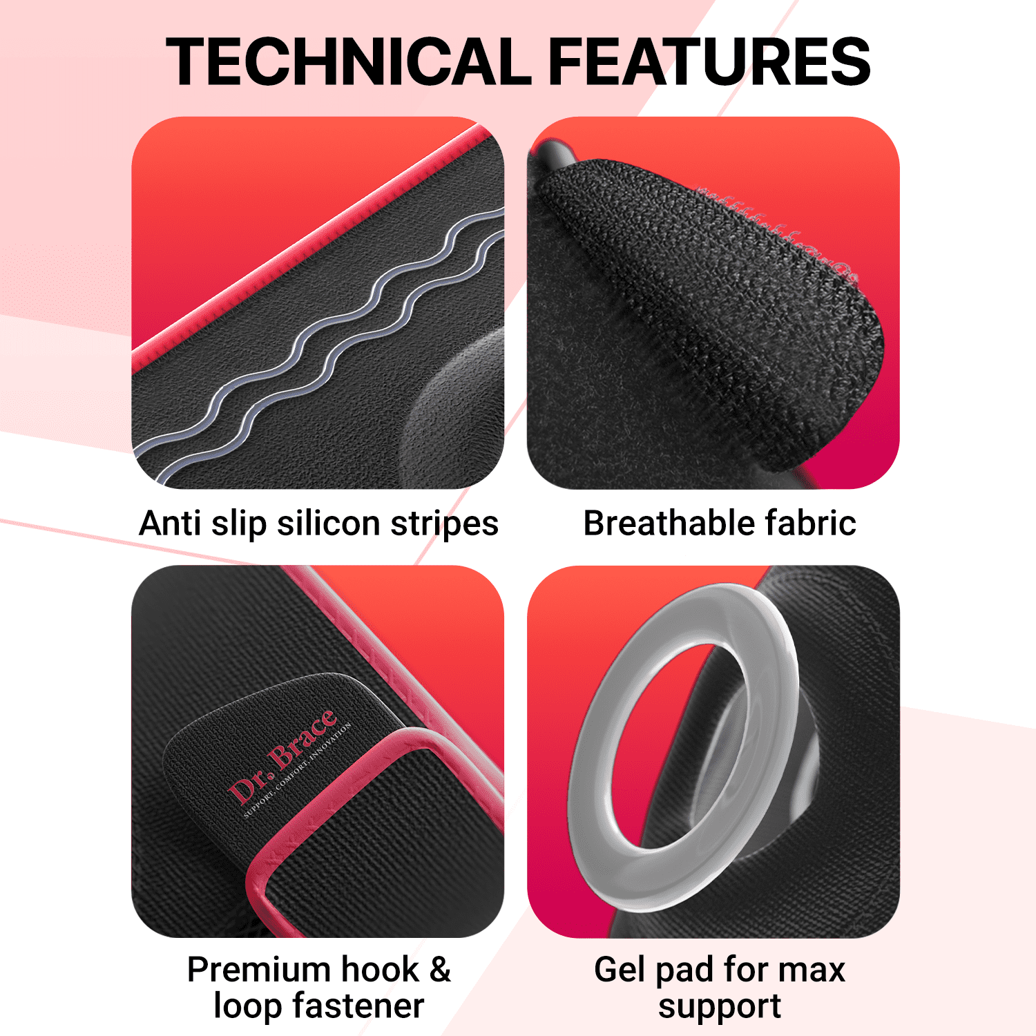 DR. BRACE Compression Knee Brace with Side Stabilizers & Patella Gel Pads, Knee Support for Knee Pain, Running & Sports, Men & Women (Sunrise, Large)