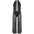 thumbnail image 3 of TTAO One Piece Rompers Overall for Girls Rhinestones Dance Bodysuit Disco Party Wide Leg Pants Playsuit Black 8, 3 of 5