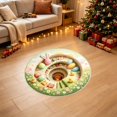 thumbnail image 4 of 3D Easter Round Rug Bunny Egg Chick Flower Optical Illusion Mat Soft & Durable Flock Non- Modern Home Decor 23.62 in F, 4 of 6