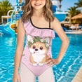 thumbnail image 2 of Uorisanigo One Piece Swimsuits for Girls Cute Corgi Size 13-14 1-Shoulder Polyester and Spandex Fabric Swimming Training Bathing Suit for Kids Ruffle Swimwear, 2 of 7