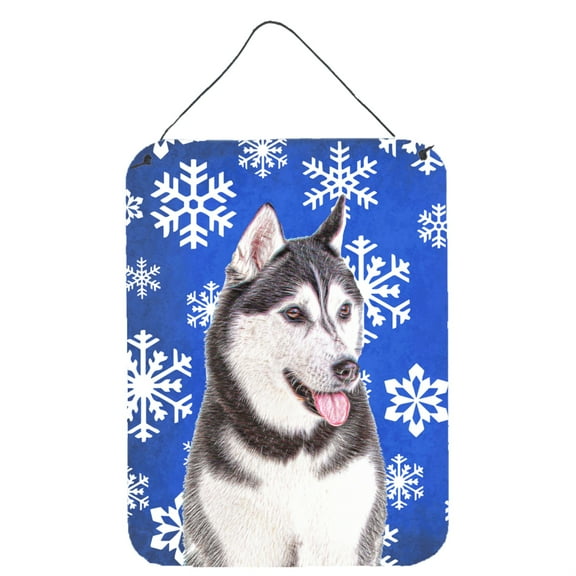 Winter Snowflakes Holiday Alaskan Malamute Wall or Door Hanging Prints