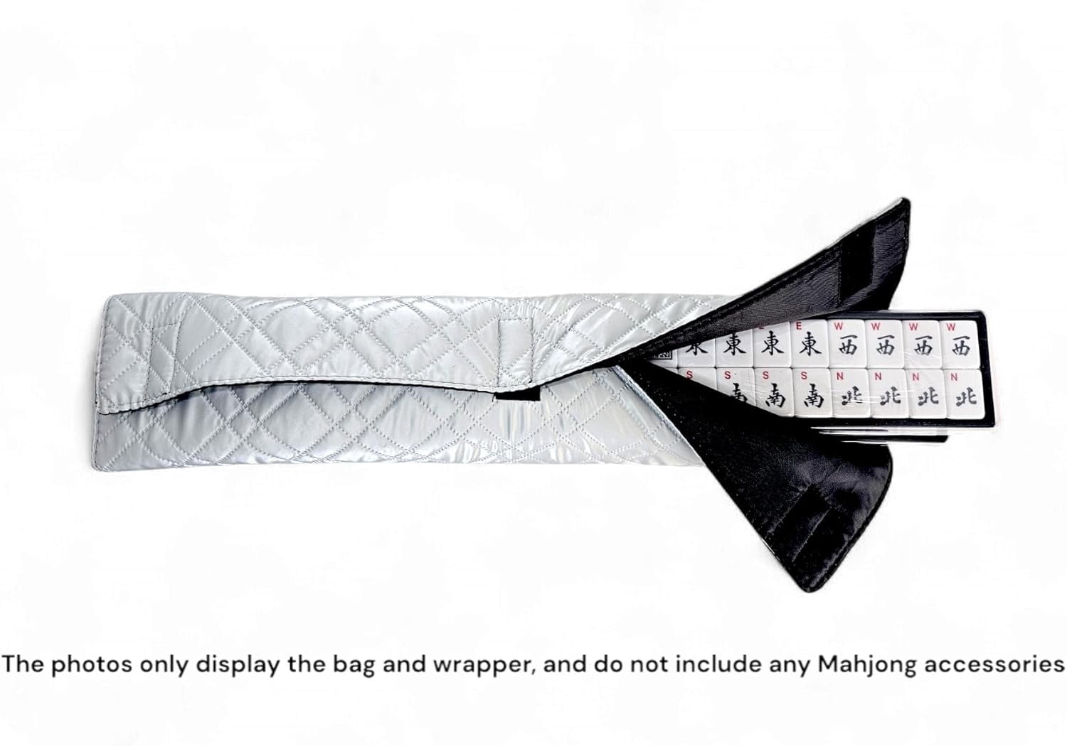 American Mahjong Set “Silver - Quilted PU Leather Carrying Bag with Shoulder Strap & Handles, All-in-One Tile Racks with Pushers, 166 Engraved Tiles, Dice, Bettor, Extra Tiles & Instructions
