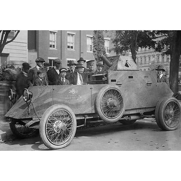U.S. Army Armored Truck with Machine Gun is Gawked by onlookers on a Washington Street-Fine art canvas print (20" x 30")