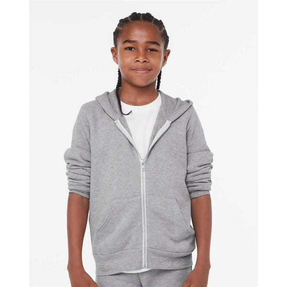 BELLA CANVAS - Youth Sponge Fleece Full-Zip Hoodie - 3739Y - Athletic Heather