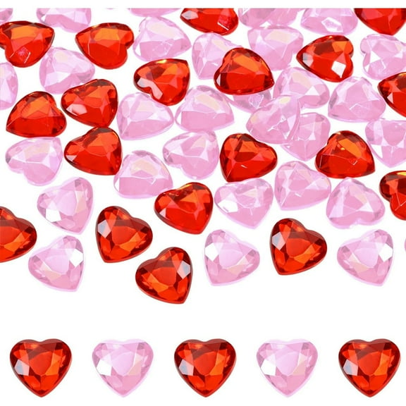 1In Valentines Heart Gems,Pink Red Durable Mixed Colors Heart Rhinestones for Costume,Acrylic Rhinestones for Craft,Jewelry Making(0.55Lb)