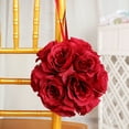 BalsaCircle 2 Burgundy Roses 7" Kissing Flower Balls Pomander Wedding Hanging Decorations