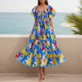thumbnail image 3 of WILLBEST Regalos Para Mujer Vestido Casual Moderno Para Mujer, Ideal Para Playa, Vacaciones Y Hogar, Manga Abullonada, Corte A Fluido, Estampado Floral, Ideal Para Primavera Y Verano., 3 of 3