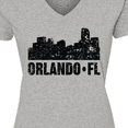thumbnail image 4 of Inktastic Orlando Skyline with Grunge Women's V-Neck T-Shirt, 4 of 5