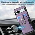 thumbnail image 6 of SaniMore Compatible with Google Pixel 7A Case, Wallet Stand Elastic Credit Card Slot Magnetic Car Mount Ring Holder Premium PU Leather Protection Cover for Google Pixel 7A 6.1-inch, Purple, 6 of 9