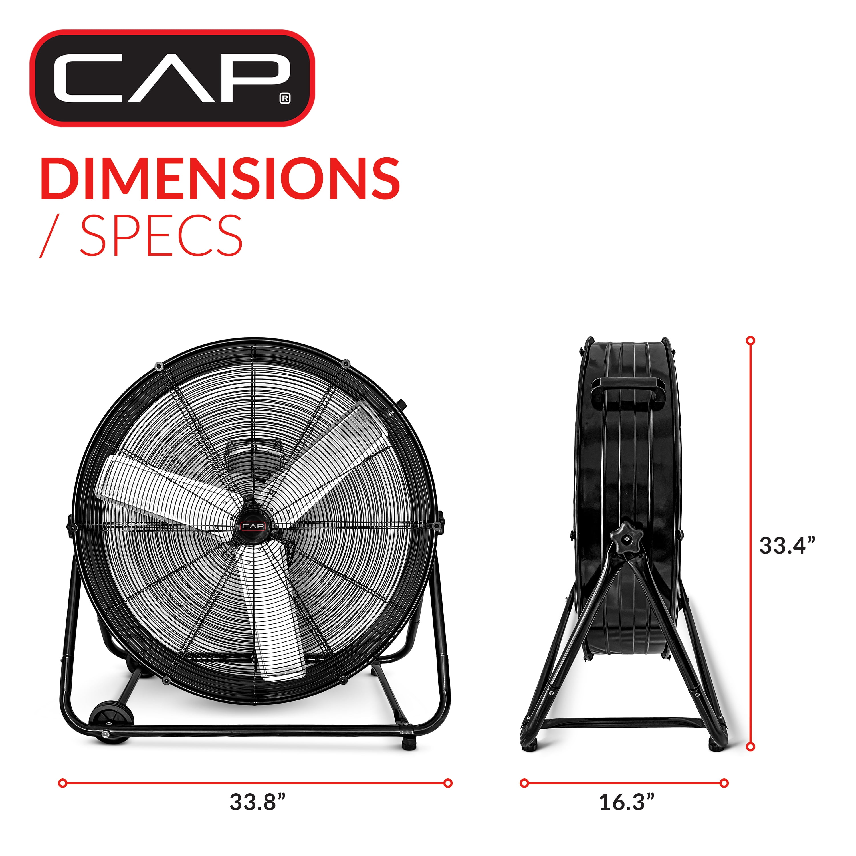 CAP Barbell 30'' High Velocity Heavy Duty Floor Fan, 3-blade design