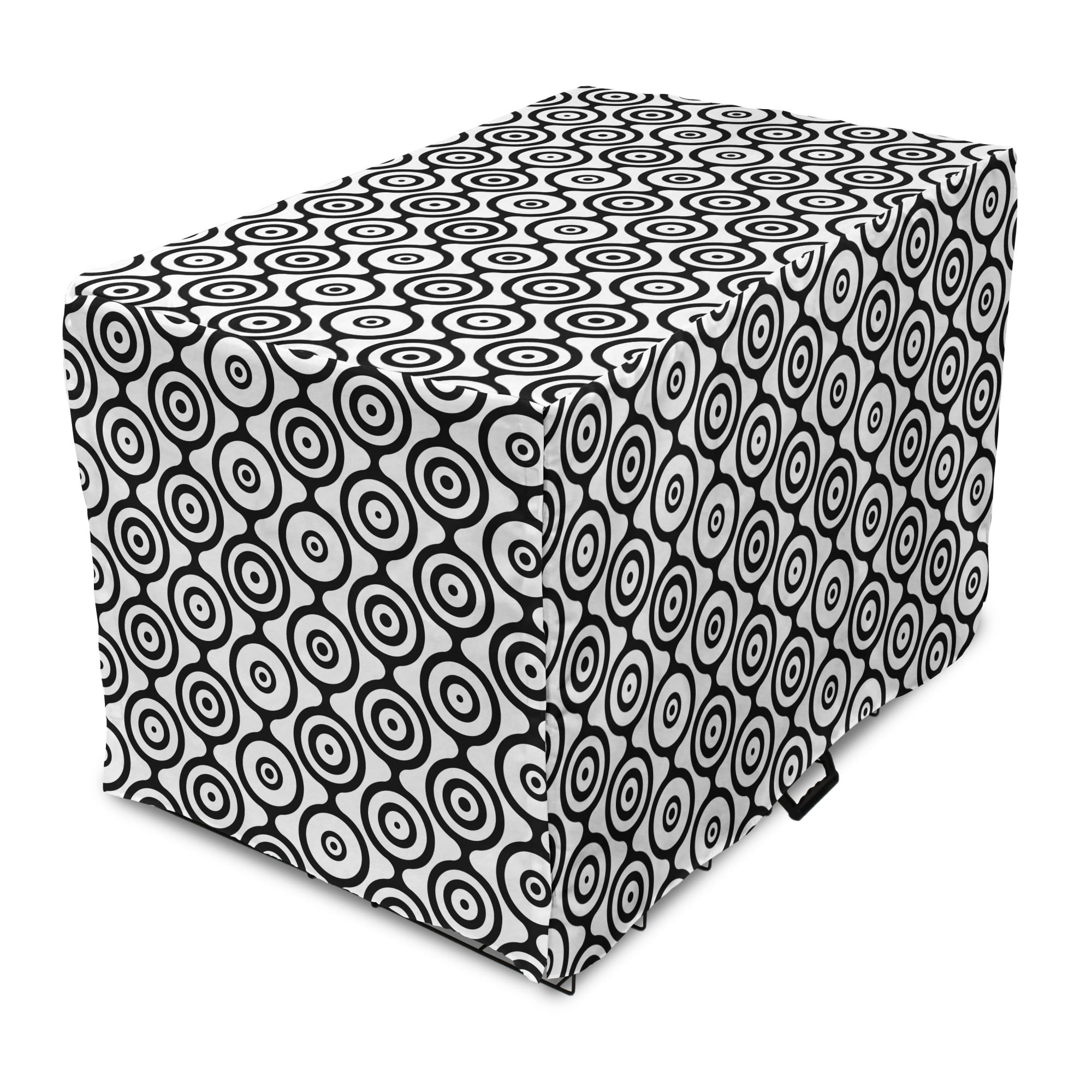 Abstract Art Dog Crate Cover, Spiral Geometric Circles Inner Dots and