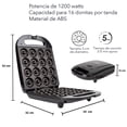 thumbnail image 5 of Máquina Eléctrica Mini Donas Antiadherente 16 Rosquillas Con Placas Antiadherentes, 5 of 5