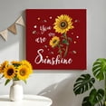 thumbnail image 3 of You Are My Sunshine Canvas Wall Art for Living Room, Vintage Country Yellow Sunflower Floral Bees Heart Red Poster Print Painting for Bedroom Office Home Decor Wall Pictures Prepare To Hang 12"x12", 3 of 9