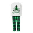 thumbnail image 4 of Jaweiwi Family Matching Christmas Pajamas Set, Long Sleeve Christmas Tree Letter Print T shirt Tops Green Plaid Pants Holiday Sleepwear Outfits, 4 of 11