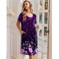 thumbnail image 3 of Ekouaer Nightgowns for Women Short Sleeve House Dresses with Pockets Pleated Moo moos Floral Print Mumu Dress, 3 of 6