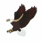 Gwen Studios Embroidered American Eagle Iron-on Patch Applique, Brown, 2.8" x 4.25"