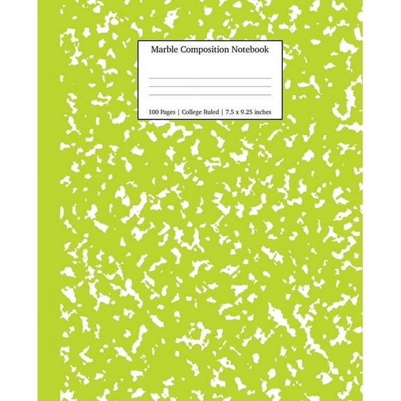 Notebooks College Ruled Marble Composition Notebook College Ruled: Green Marble Notebooks, School Supplies, Notebooks for School, Book 8, (Paperback)