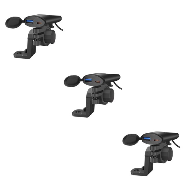 VONKY Dual USB Motorcycle Phone Recharger - Fast And Efficient Charging For Phone On Go Compact Universal +Mirror holder 3Set