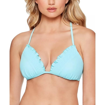 Salt + Cove Womens Juniors Bralette Push-Up Swim Top Separates Sky Blue  D/DD