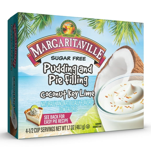 Margaritaville Coconut Key Lime Sugar Free Instant Pudding Mix and Pie Filling, 4 Servings, 1.70 oz Box