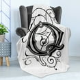 thumbnail image 4 of Letter Q Soft Flannel Fleece Throw Blanket, Flowers Flourishing Gothic Q Words Writing Style Aged Typography, Cozy Plush for Indoor and Outdoor Use, 50" x 60", Black Grey White, by Ambesonne, 4 of 5