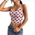 thumbnail image 2 of ShaoRunShi Halter Tank Tops for Women Sleeveless Heart Print Cute Crop Top Valentines Day Outfit, 2 of 8
