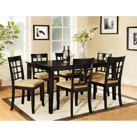 Homelegance Dining Table Set - Homelegance Tibalt 7 pc. Rectangle Black Dining Table Set - 60 in. with 6 Window Back Chairs