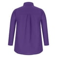 thumbnail image 5 of Tejiojio Summer Saving Labor Day Women Loose Casual Long Sleeve Solid Turn Down Collar Casual Blouse T-shirt Tops, 5 of 6
