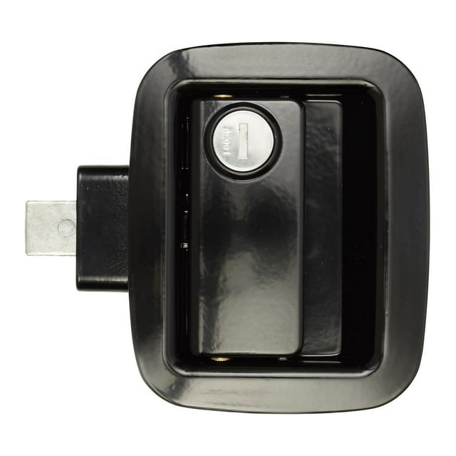 AP Entry Door Lock 013-710 Bauer; Replacement For Bauer Entry Door Lock For Horse Trailers; 2-3/4 Inch Wide x 3-1/2 Inch High Cut Out; Keyed Entry Handle; Black Handle; Right Hand