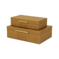 thumbnail image 2 of Lusan Rectangular Decorative Box Set - Camel Brown Faux Shagreen, 2 of 11