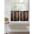 thumbnail image 3 of Half Window Curtain 36 Inches Long, Black Brown Board Window Treatment Curtain Drapes, Vintage Chic Shabby Wooden Grain Small Tier Curtains for Bathroom Over Sink, 27.5"x36", 2 Panels, 3 of 7