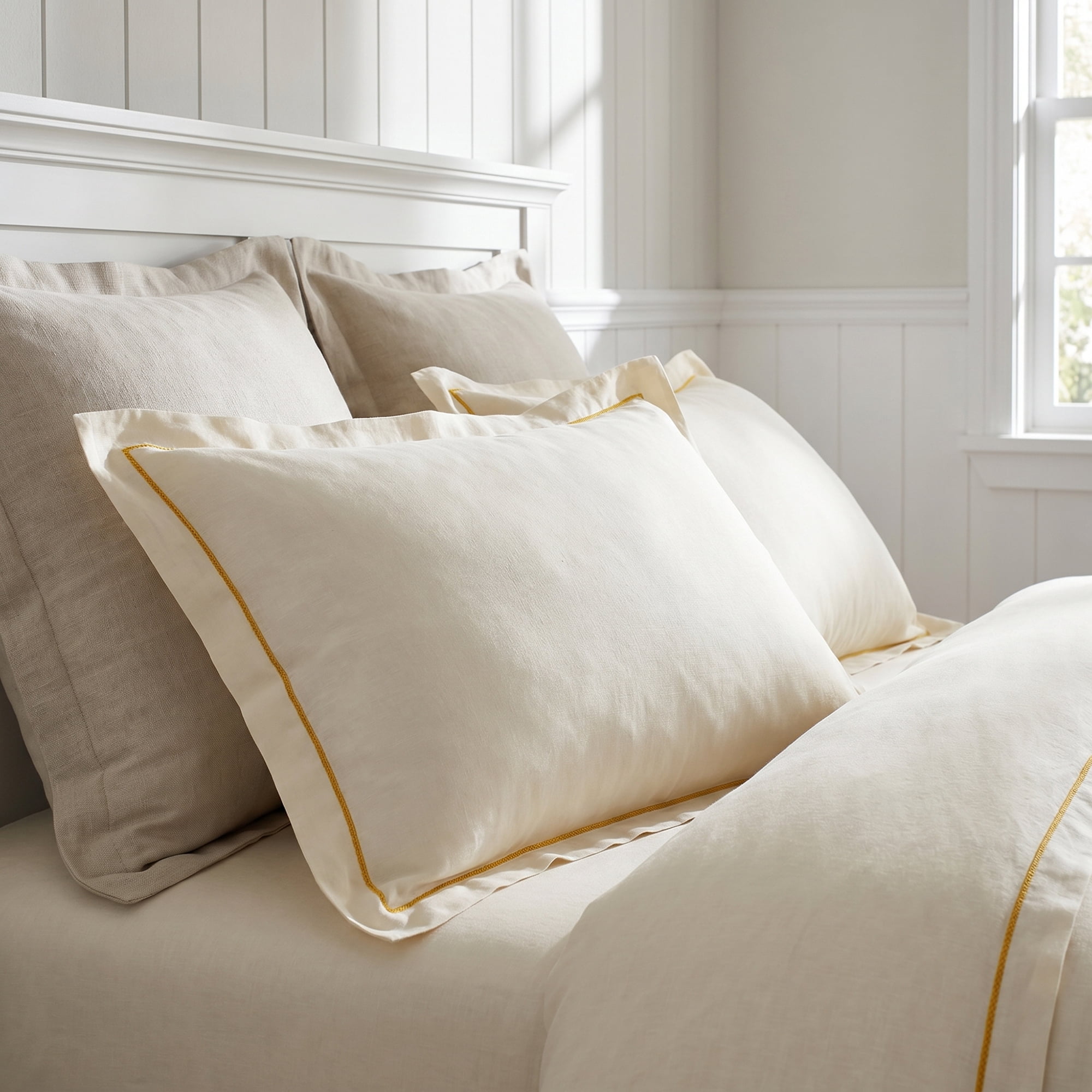 Unique Bargains 2Pcs Smooth Wrinkle Resistant Cotton Pillowcase Queen Milk White