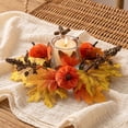 thumbnail image 4 of Fmbmuo Fall Wreath 10 Inch Maple Leaves Garland For Halloween Thanksgiving Christmas Front Door Wall Home Ornament Decoration,Yellow, 4 of 5